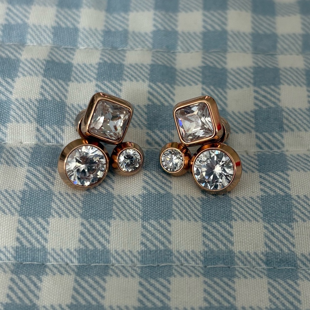 Elegant Rose Goldtone Michael Kors Stud Earrings